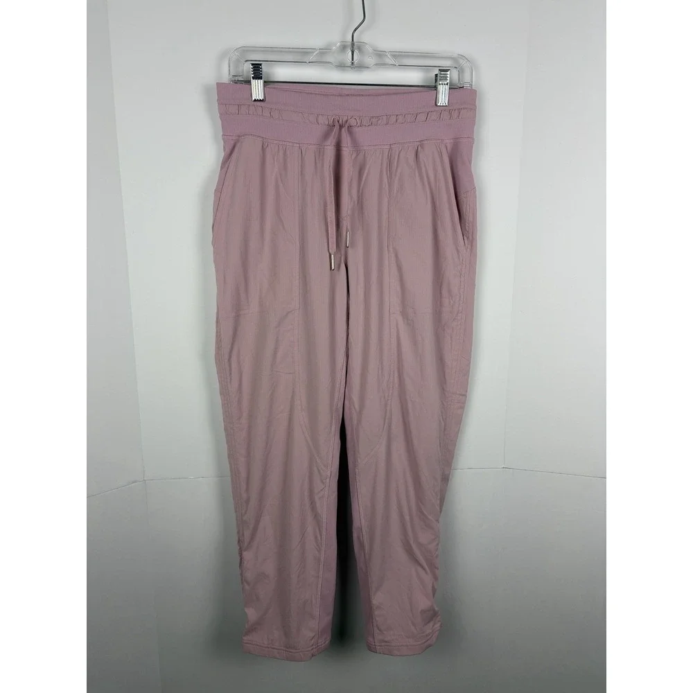 Lululemon Dance Studio Mid Rise Cropped Pant Pink Peony Size 6 Drawcord Hem